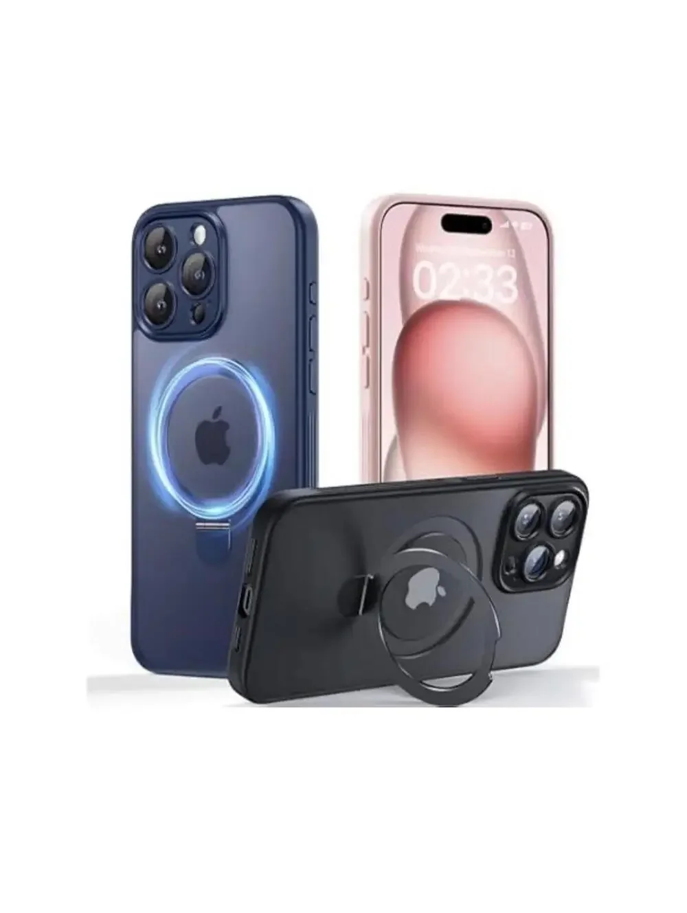 JUESHITUO Magnetic Case for iPhone 15 Pro Max w/Camera Lens Protector Blue